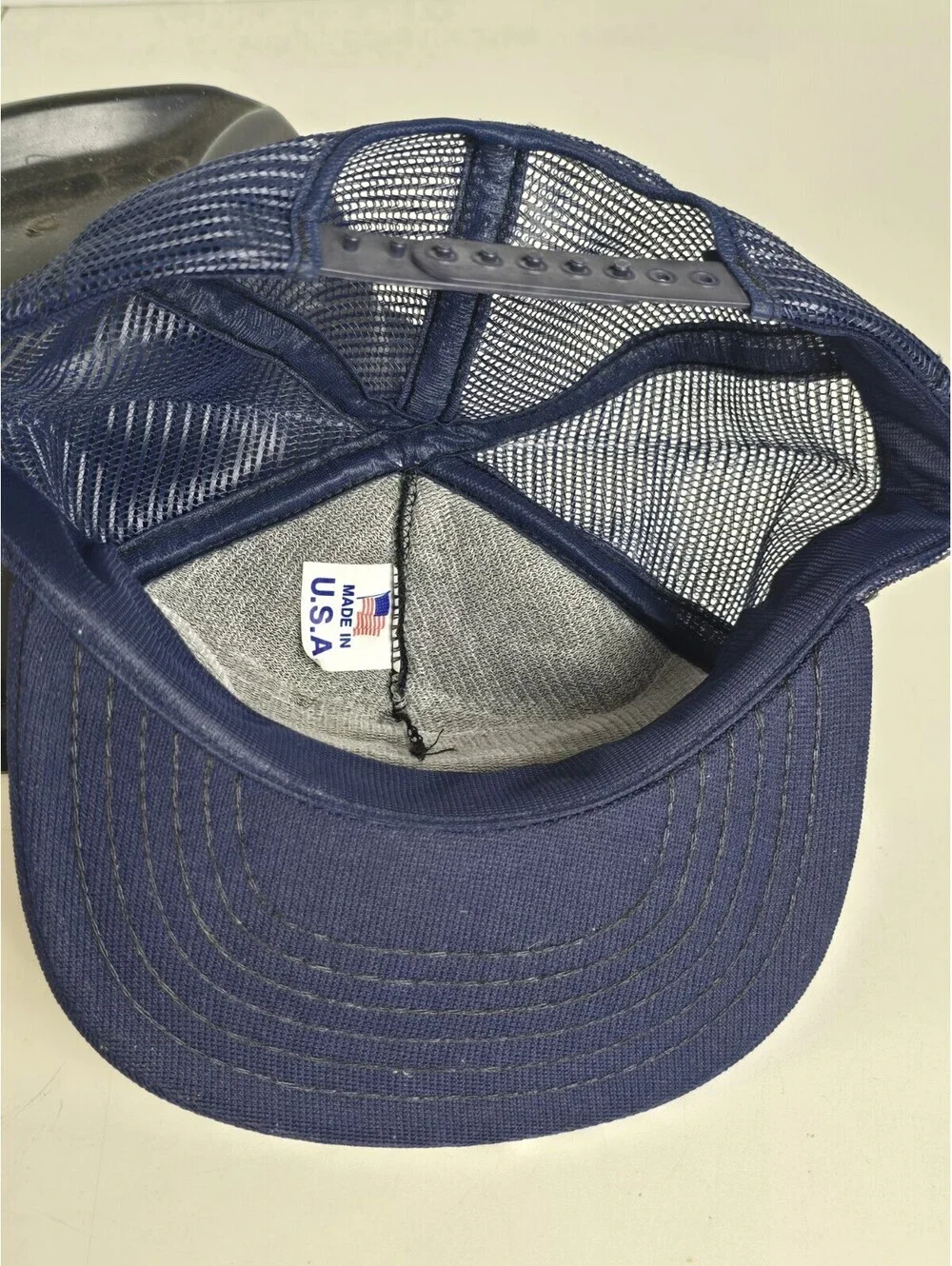 Vintage Free Masons Navy Blue Mesh Trucker Snapback Hat Made In USA NOS
